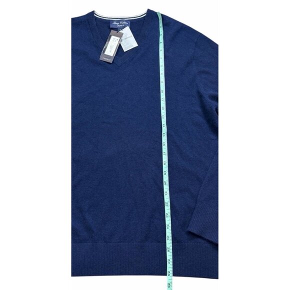 DANIEL CREMIEUX XL NAVY BLUE V-Neck LUXURY CASHMERE Sweater NEW $200 - Picture 3 of 8
